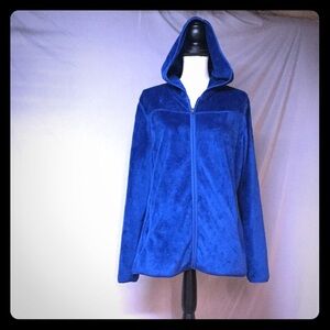 Eddie Bauer Blue Hooded Fuzzy Fleece Jacket